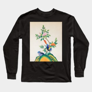 Minhwa: Peony and Two Little Birds (Korean traditional/folk art) Long Sleeve T-Shirt